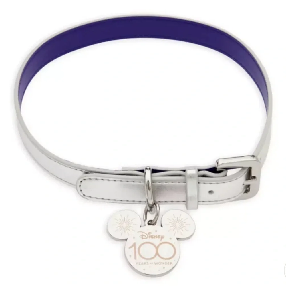 Disney Parks DISNEY100 Dog Collar Large Length Silver/Purple
